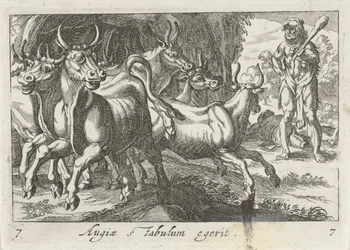 Hercules hoedt de kudde van Geryon (titel på objekt) Herculische temaer (serietitel)