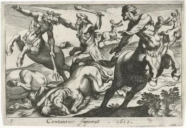 Herkules kæmper mod kentaurerne Centauros superat (titel på objekt) Herculean Themes (serietitel)