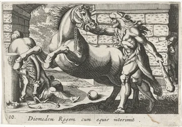 Hercules temt de paarden van Diomedes Kong Diomedes med heste (titel på objekt) Herculische temaer (serietitel)