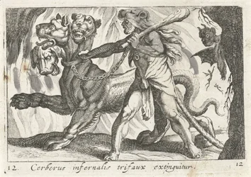 Herkules hævner Cerberus Cerberus infernal trifaux er slukket (titel på objekt) Herculische temaer (serietitel)