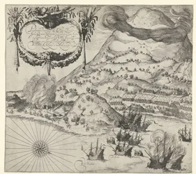Hollændernes sejr over portugiserne på Tidore (venstre billede), 1605
