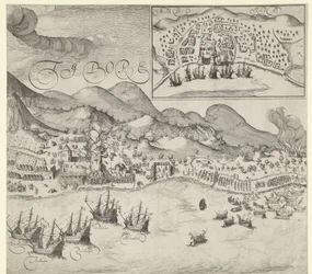 Hollændernes sejr over portugiserne på Tidore (højre billede), 1605