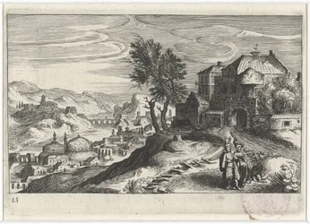 Ådal med bygninger Sydeuropæiske landskaber (serietitel) Topographia variarum regionum (serietitel)