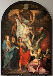 Sognekirke (Sint-Walburgakerk). Maleri "Korsets nedstigning". Simon de Pape. Kopi til PPRubens. Midten af det 17. århundrede.