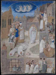Blad udskåret fra et brev af Charles the Bold og Margaret of York: The Martyrdom of Saint Denis