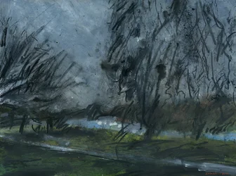 Buccleuch Gardens (akryl, akrylblæk, komprimeret trækul, akvarel og gouache på papir)