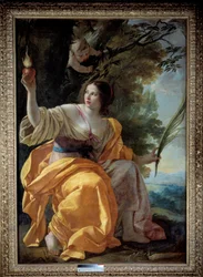Allegorisk Kærlighedsskikkelse (tidligere Troen”” Maleri af Simon Vouet (1590-1649) 1600-tallet. Dim. 1,9x1,3 m.