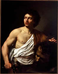 David holder hovedet af Goliath Maleri af Simon Vouet (1590-1649)
