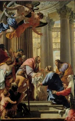 Præsentation ved tempelmaleriet af Simon Vouet (1590-1649) 1600-tallet søn. 3,93x2,5 m