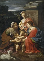 Jomfru og barn med Johannes Døberen som dreng, Saint Elizabeth og Saint Catherine, 1625-1626