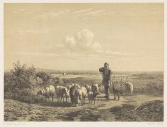 Hyrde med sine får på heden