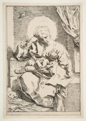 Madonna og barn med en fugl, ca. 1635-1636.