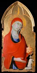 Magdalene, detalje af St Dominikus altertavle, af Simone Martini (1283-1344), tempera og guld på træpanel