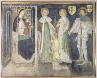 Madonna og barn med St. Catherine, St. Ursula, St. George og protektor, Theodoric of Chur