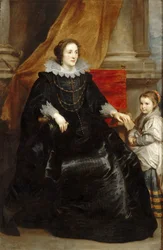 Portræt af en fornem dame med sin datter, ca 1632.