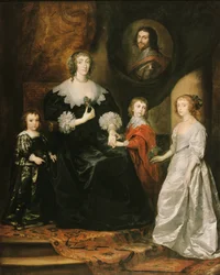 Portræt af enken efter hertugen af Buckingham og hendes børn, 1633.