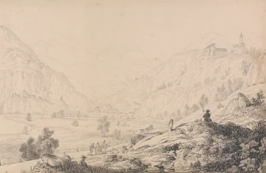 Album med 30 udsigter i Tyrol og Italien: Wafensteins slotte [?], Sprechenstein og Reifenstein nogle kilometer fra Brenner, 27. oktober 1840