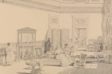 Album med 30 visninger i Tyrol og Italien: Drawing Room, Casino Pecori 12. oktober 1841