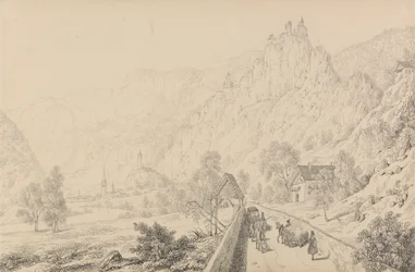 Album med 30 udsigter i Tyrol og Italien: Ruinerne af Nonneklostret Seben nær Klausen, 27. oktober 1840