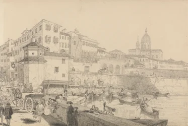 Album med 30 udsigter i Tyrol og Italien: Udsigt over Casino Pecori på lungen Arno, Sir Charles D