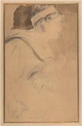 Studie af en pige for "Mary, Queen of Scots, Escaping from Loch Leven Castle"