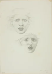 Leder af Medusa, to studier for Rondanini Medusa