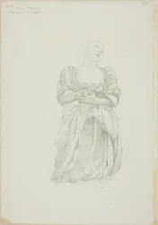 Refleksion af knælende kvindefigur, undersøgelse for Venus-spejlet