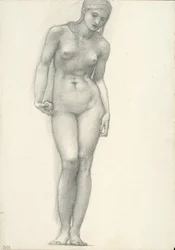 Venus med guldæblet i højre hånd, til Troja-triptykonen (skitsebog #2639)