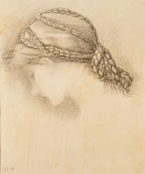 Kvindehoved, detalje fra en skitsebog, 1886.