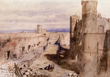 Harlech Castle fra voldene, Wales, 1850