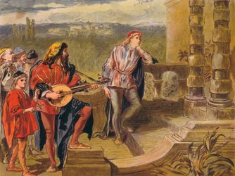 Musikeren synger i The Two Gentlemen of Verona: Act IV Scene II, c1875