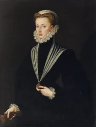 Jeanne af Østrig (Jeanne de Habsbourg) - Portræt af Johanne af Østrig (1547-1578) af Anguissola, Sofonisba (ca. 1532-1625). Olie på lærred, størrelse: 106x81, , Privat samling