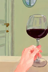 Et afslappende øjeblik med et glas vin