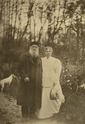Den russiske forfatter Leo Tolstoy og hans kone Sophia Tolstaya, Rusland, 1895