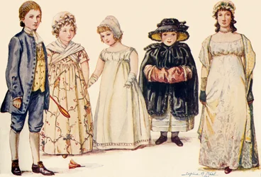 Børnedragt under dronning Anne, George I, II og III 1702-1790, 1903, 1937.