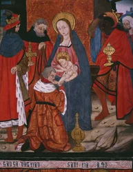 Tilbedelse af Magi, panel fra kirken San Andres of Tortura, slutningen af det 15. århundrede-begyndelsen af det 16. århundrede (malet træ)