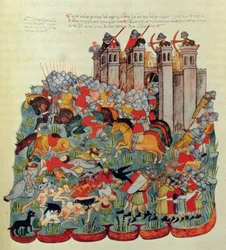 Kampscene, fra Biblia de la Casa de Alba