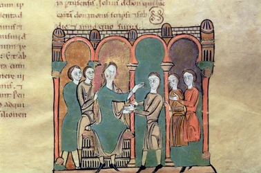 Grev Bernat I de Besalus velsignelse, miniature fra 