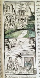 Kodeks for erobringen af Mexico: udsendinge fra Montezuma eller Moctezuma II, aztekisk kejser, møder spanierne