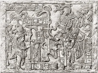 Dekorativ overligger fra den gamle Maya-by Yaxchilan, Chiapas, Mexico