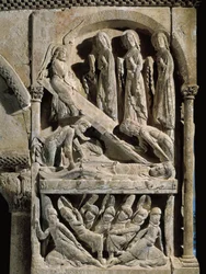 Kristi afsættelse. Skulptur lavet af mesteren af Saint Dominic de Silos (1100-tallet). Relief på sten