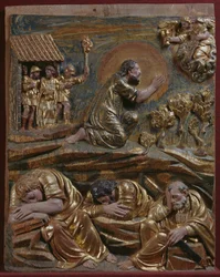 Jesus i Getsemane Have, detalje af en renæssancealtertavle (malet og forgyldt træ)
