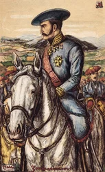 Portræt af Tomas Zumalacarregui (1788-1835), et militært medlem af Carlist-hæren under Første Krig (1833-1840) (litografi)