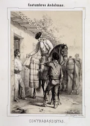 Smuglere, "" Andalusiske kostumer"" af D Antonio Chaman