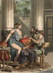 Sophonisbe kone til kong Syphax og dronning af Numibia (235-203 f.Kr.). i "" The Cult of Beauty"" af John Just Huguet, Mills Brothers forlag