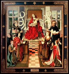 The Virgin of the Catholic Kings, ca. 1490 (olie på panel) (se 161527 og 3947 for detaljer)