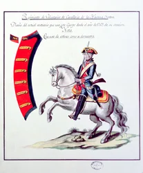 Uniform for de frivillige fra Havana-kavaleriregimentet, 1763 (tryk)