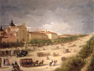 Udsigt over Calle de Alcala, Madrid (olie på lærred)