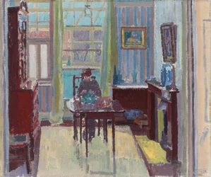 Interiør af værelse på 6 Cambrian Road, Richmond, 1914