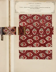 Bomuldsglaseret chintzprøve fra Poonary, købt i Madras, fra The Collection of the Textile Manufacturers of India, af John Forbes Watson, udgivet i 1866